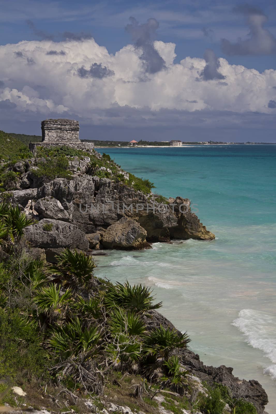 Tulum temple by the ocean shore