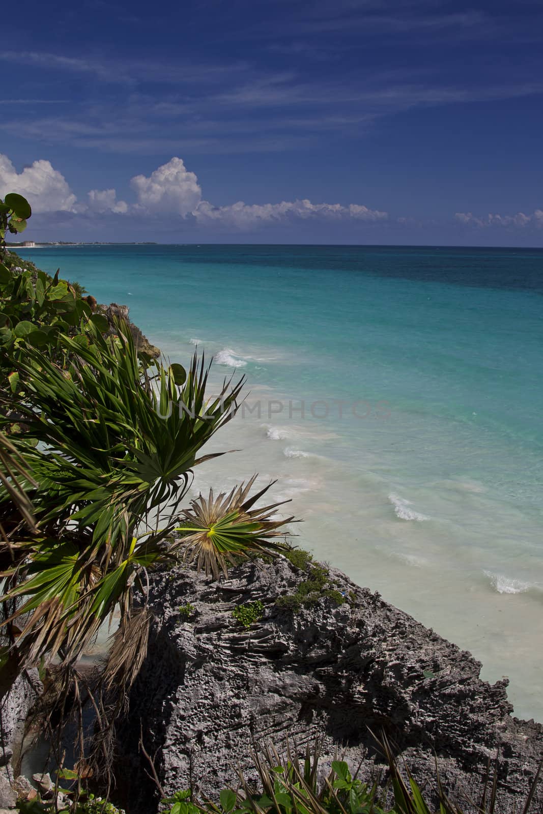 View of the ocean from the Tulum ruins