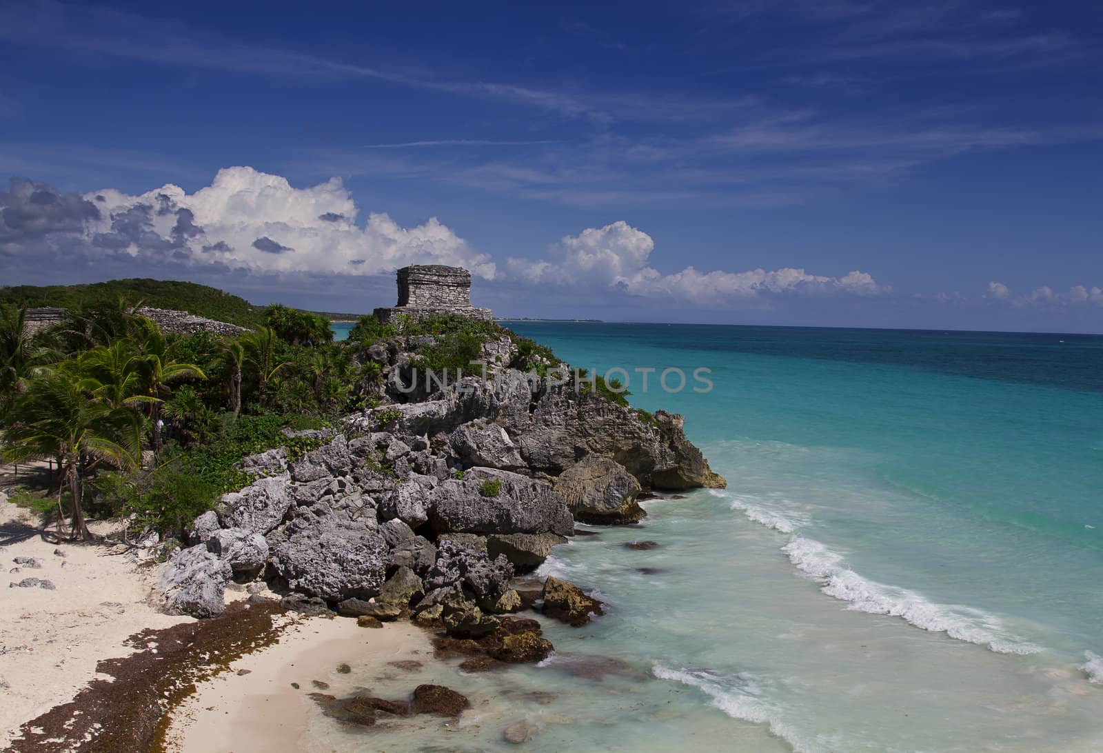 Tulum temple by the ocean shore