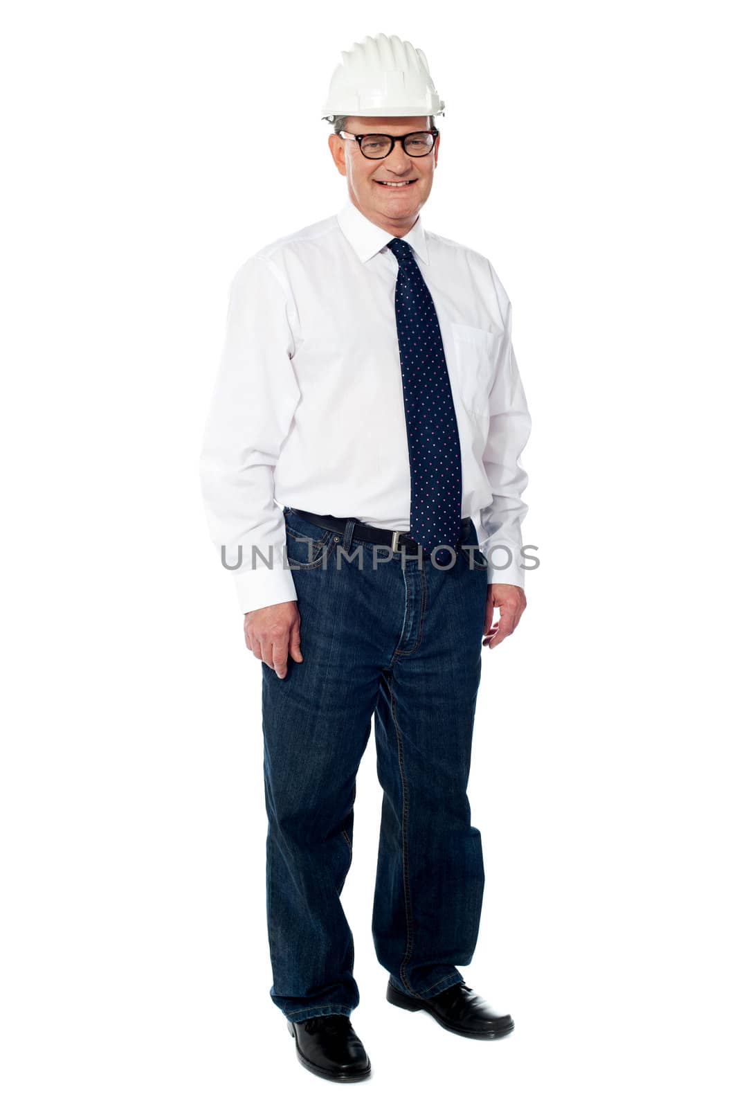 Full length view of senior architect by stockyimages