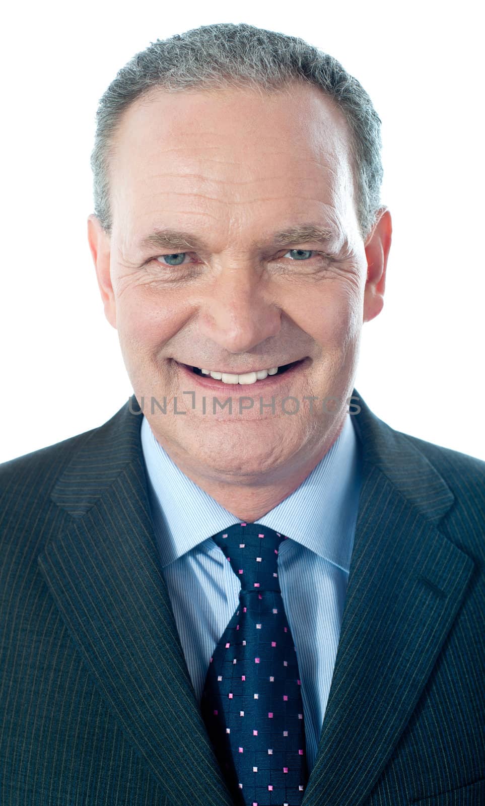 Business executive posing in front of camera isolated over white