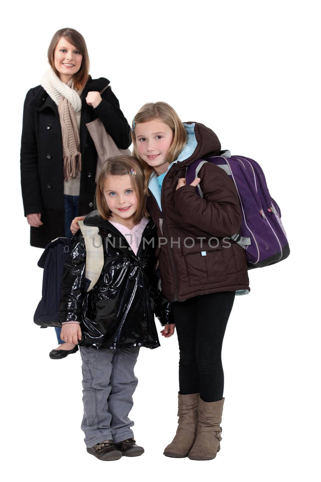 Mother with schoolgirls by phovoir