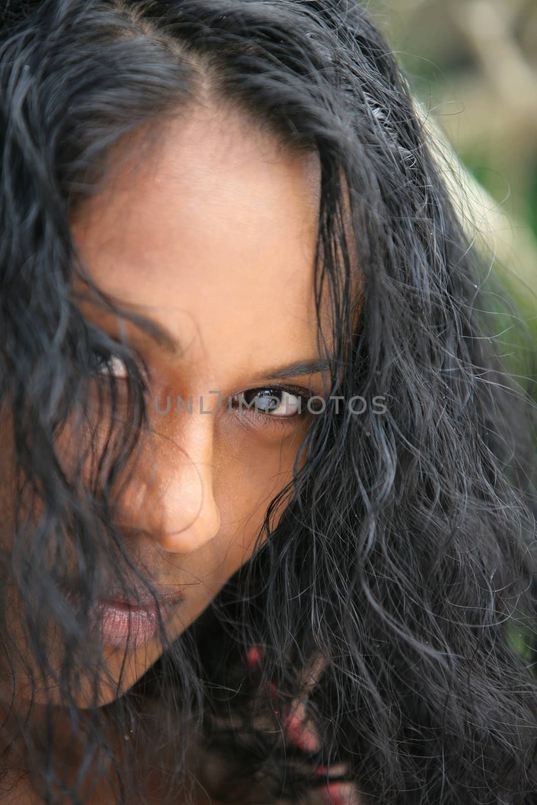 Woman with thick hair by phovoir