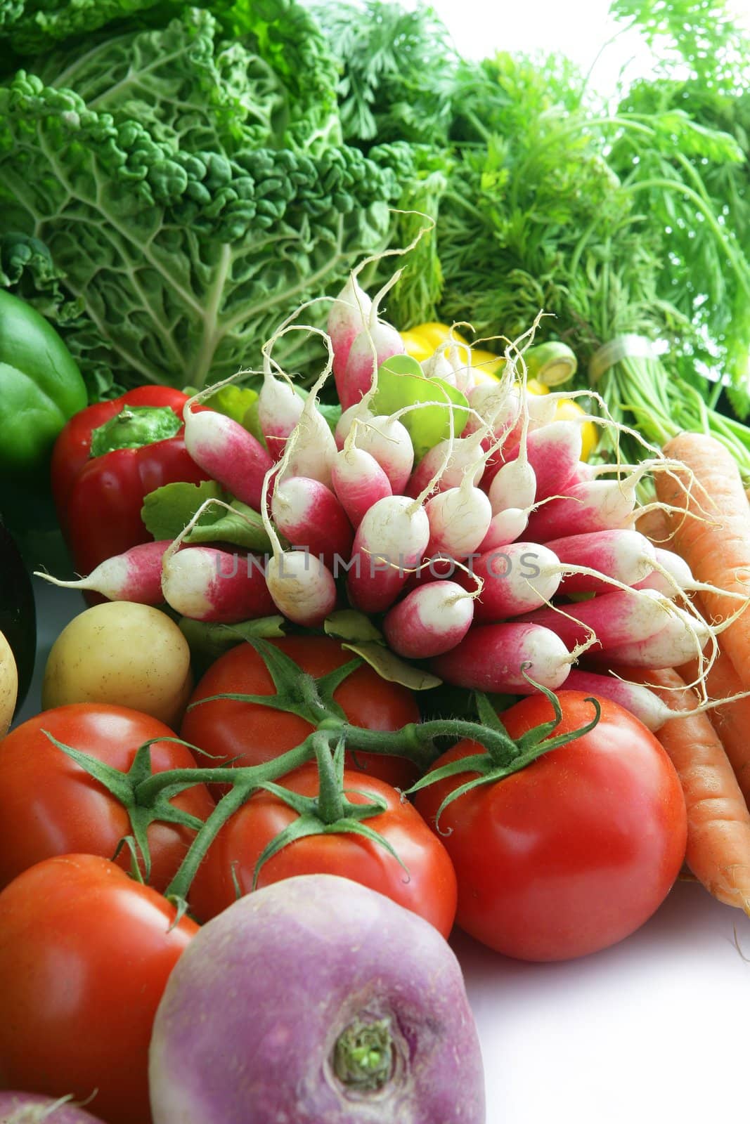 Pile of fresh vegetables by phovoir