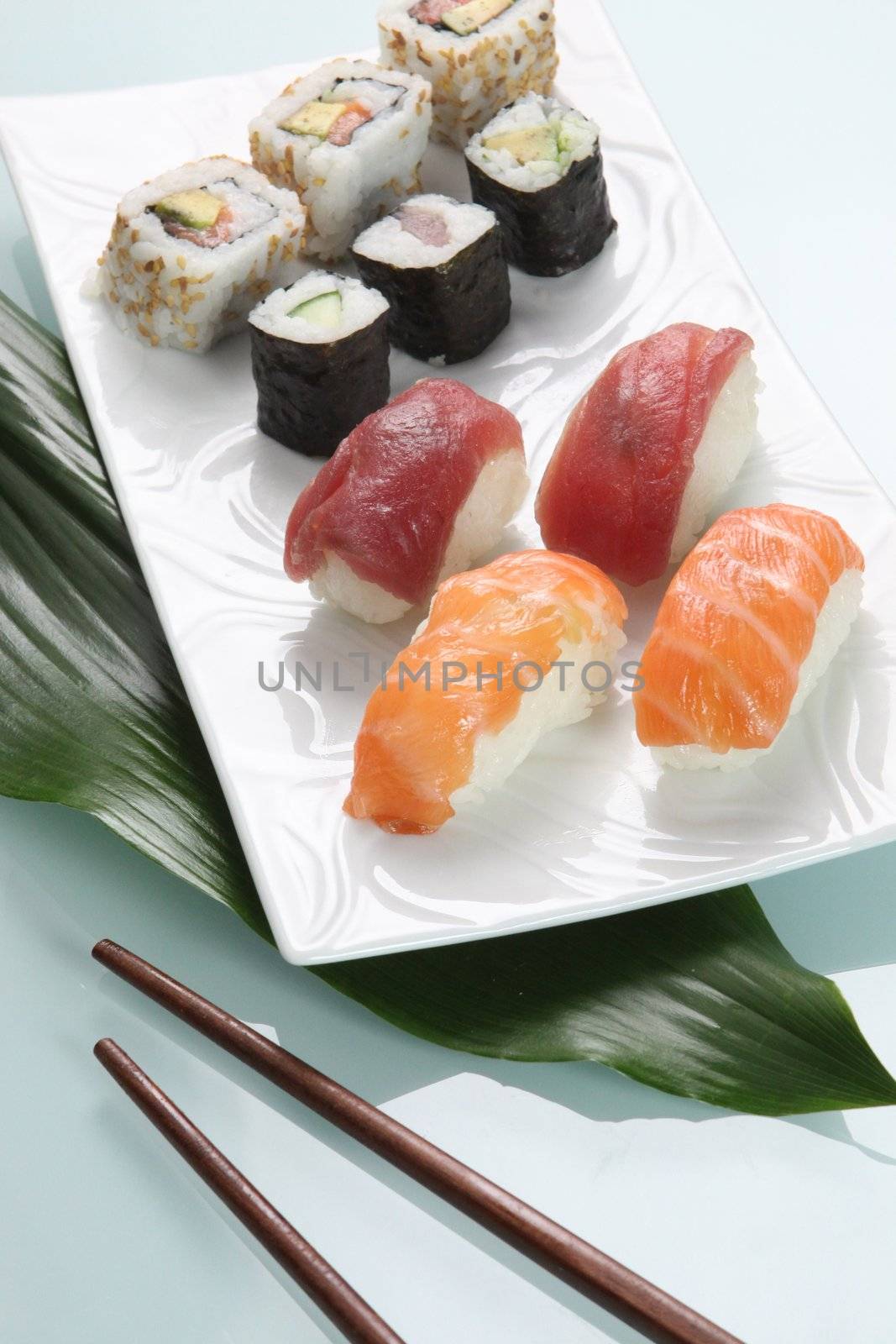 Sushi on a plate by phovoir