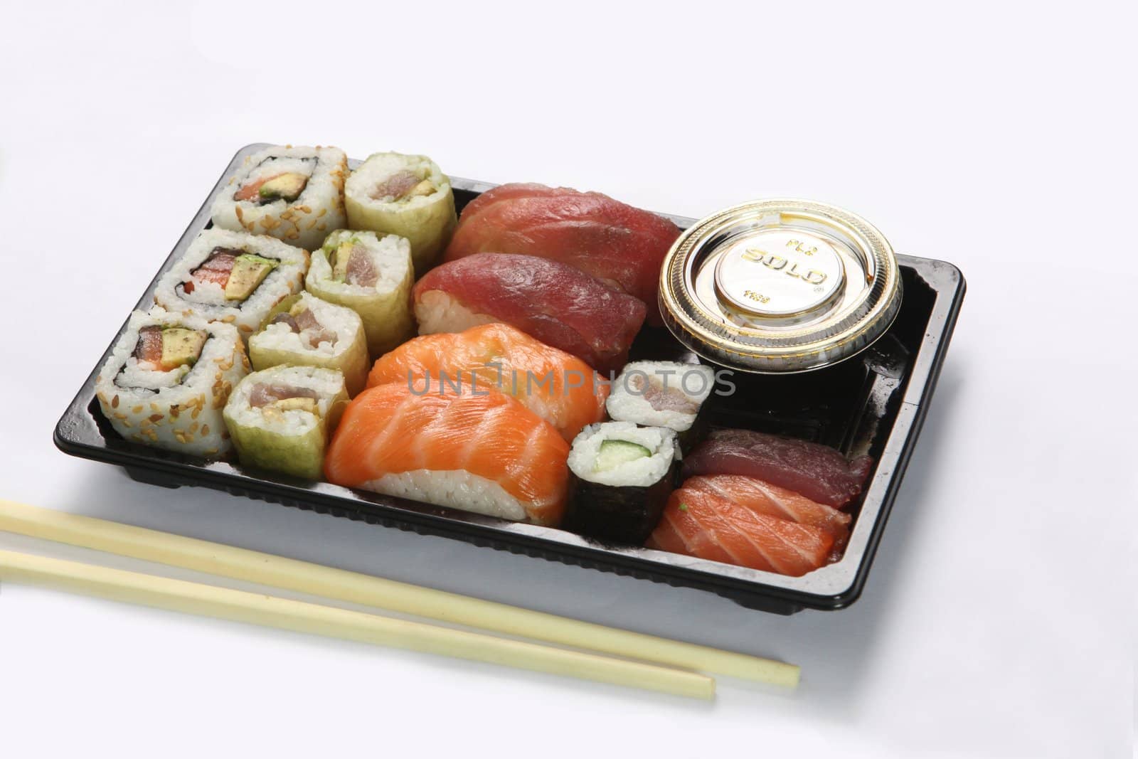 Neatly arranged sushi