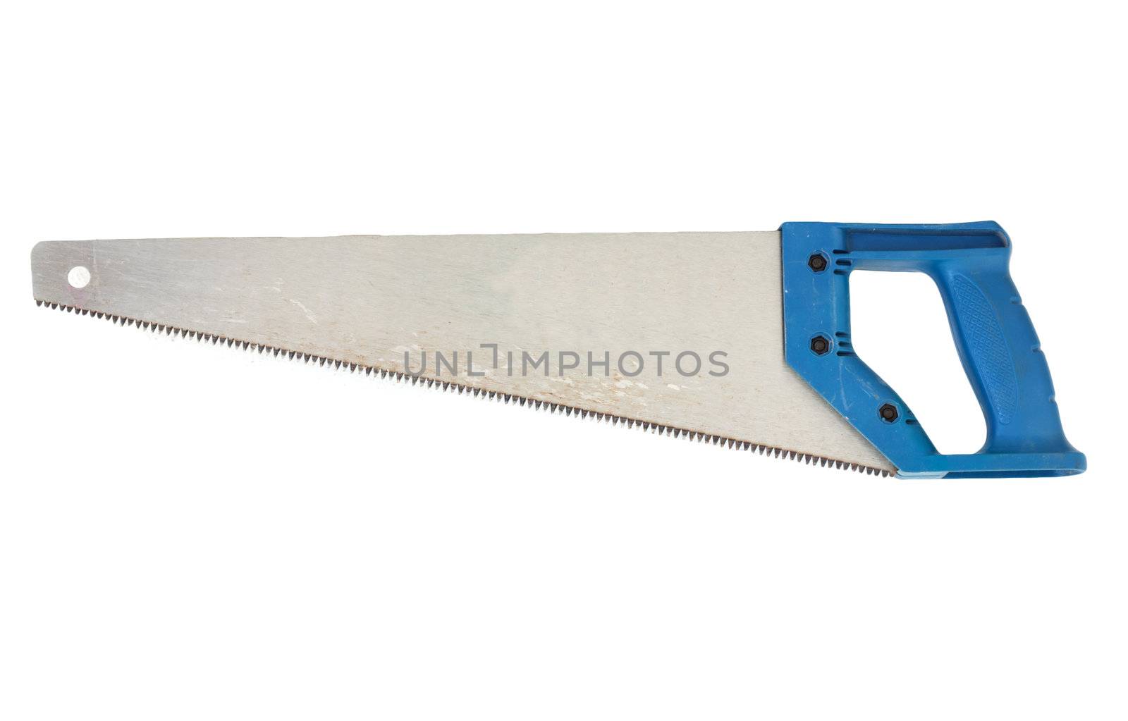 Saw a blue handle
