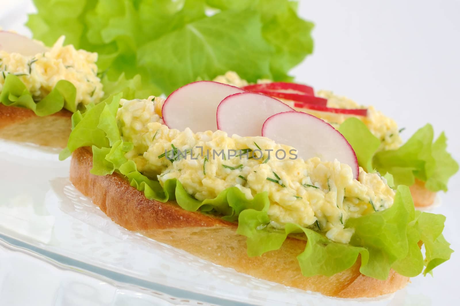 French toast with savory cheese with garlic and radish