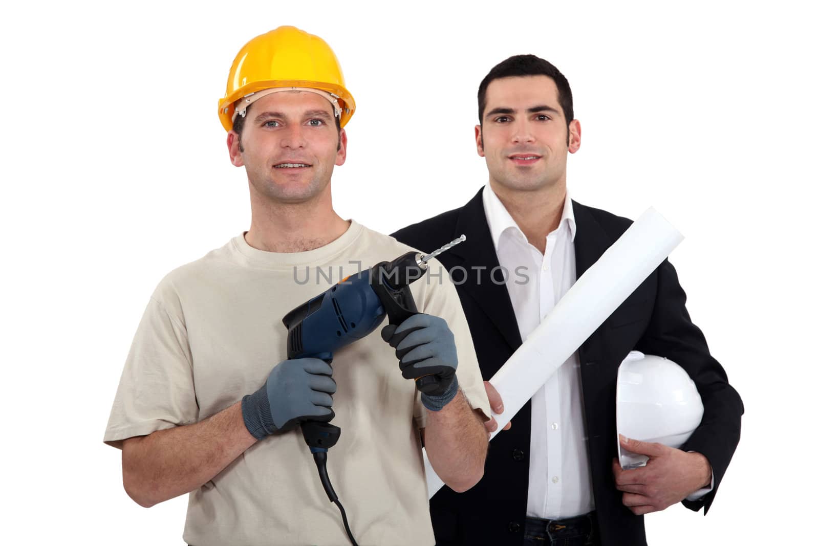 Architect and builder with drill