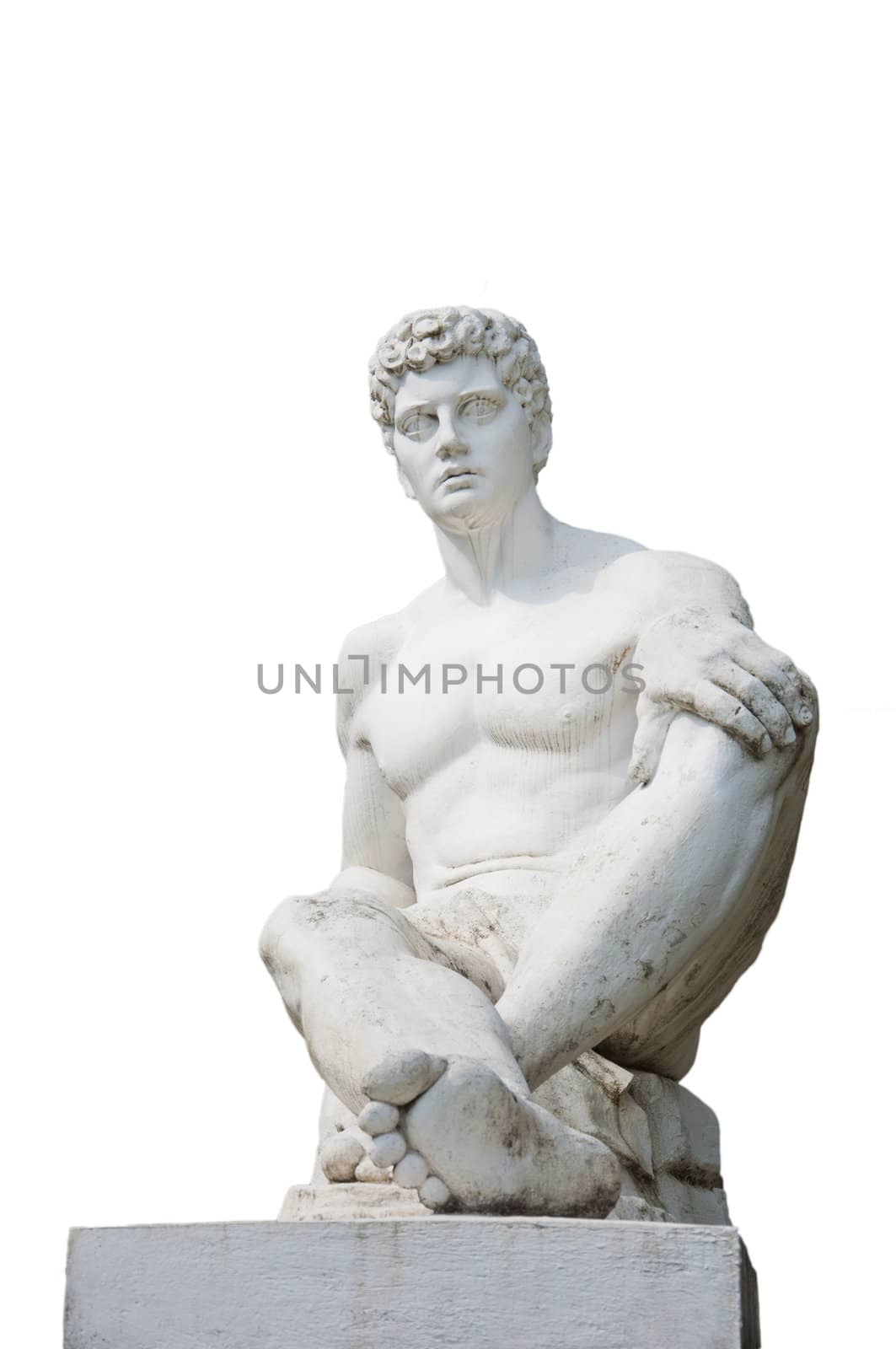 Seated figure of a statue of a wistful glance