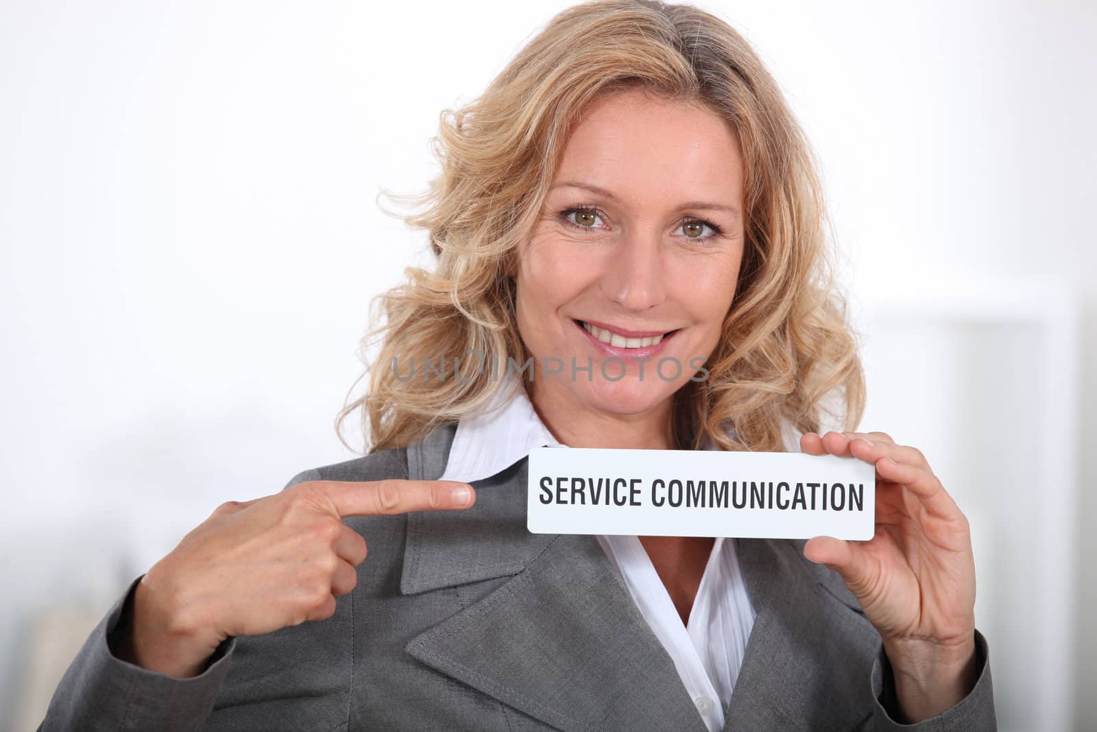 woman presenting professional tagline