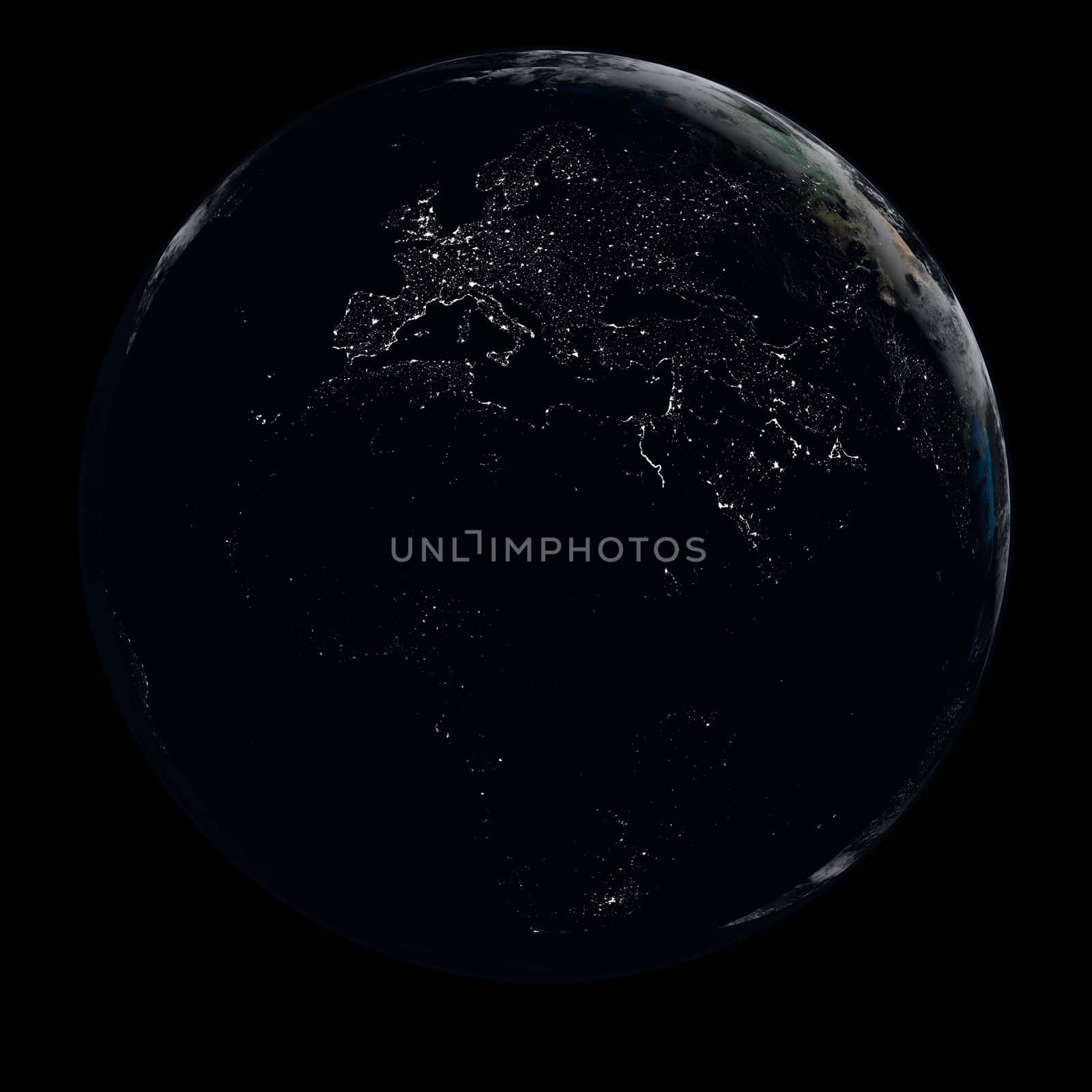 Earth at night by Harvepino