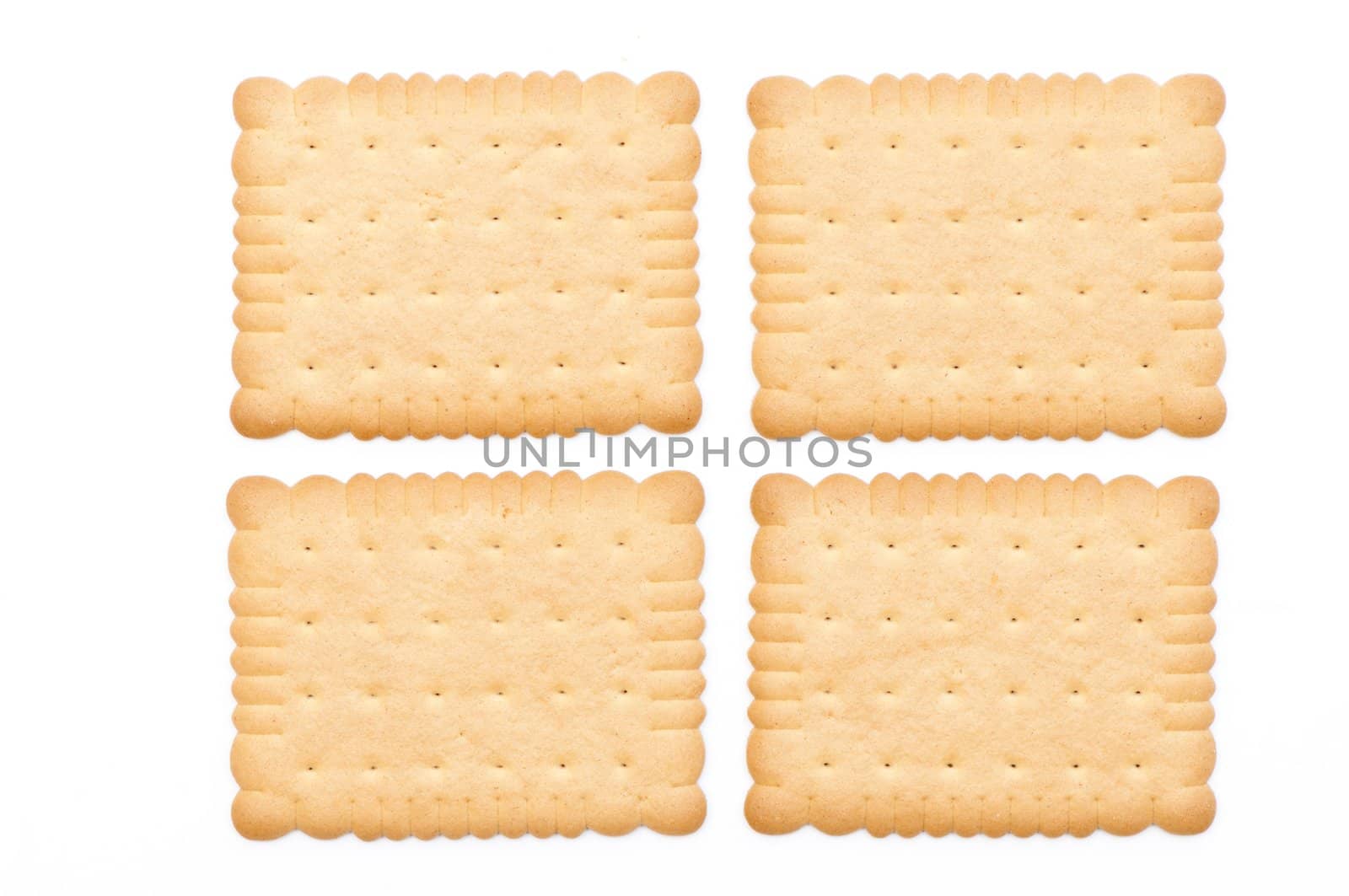 four biscuit on white background with clipping path
