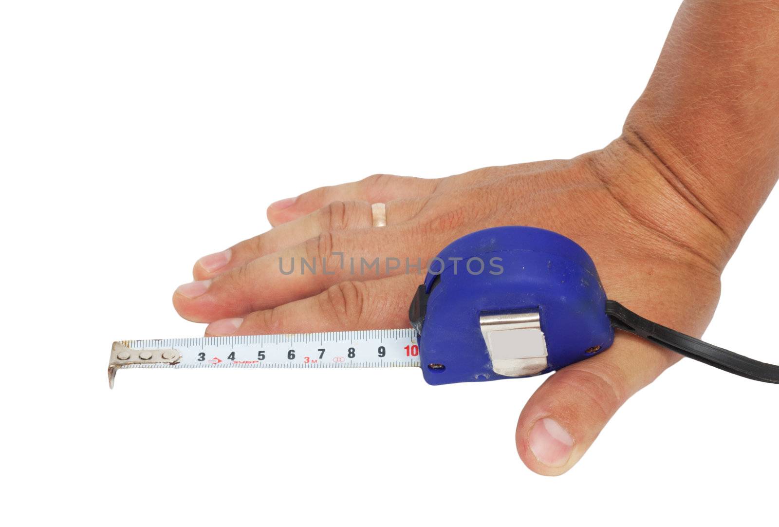 10 cm hand isolated on white background