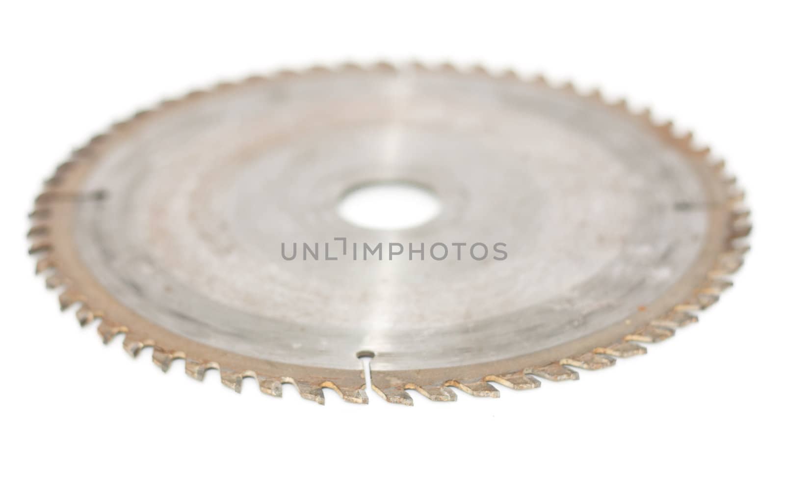 Circular saw isolated over a white background . focus on the lower boundary