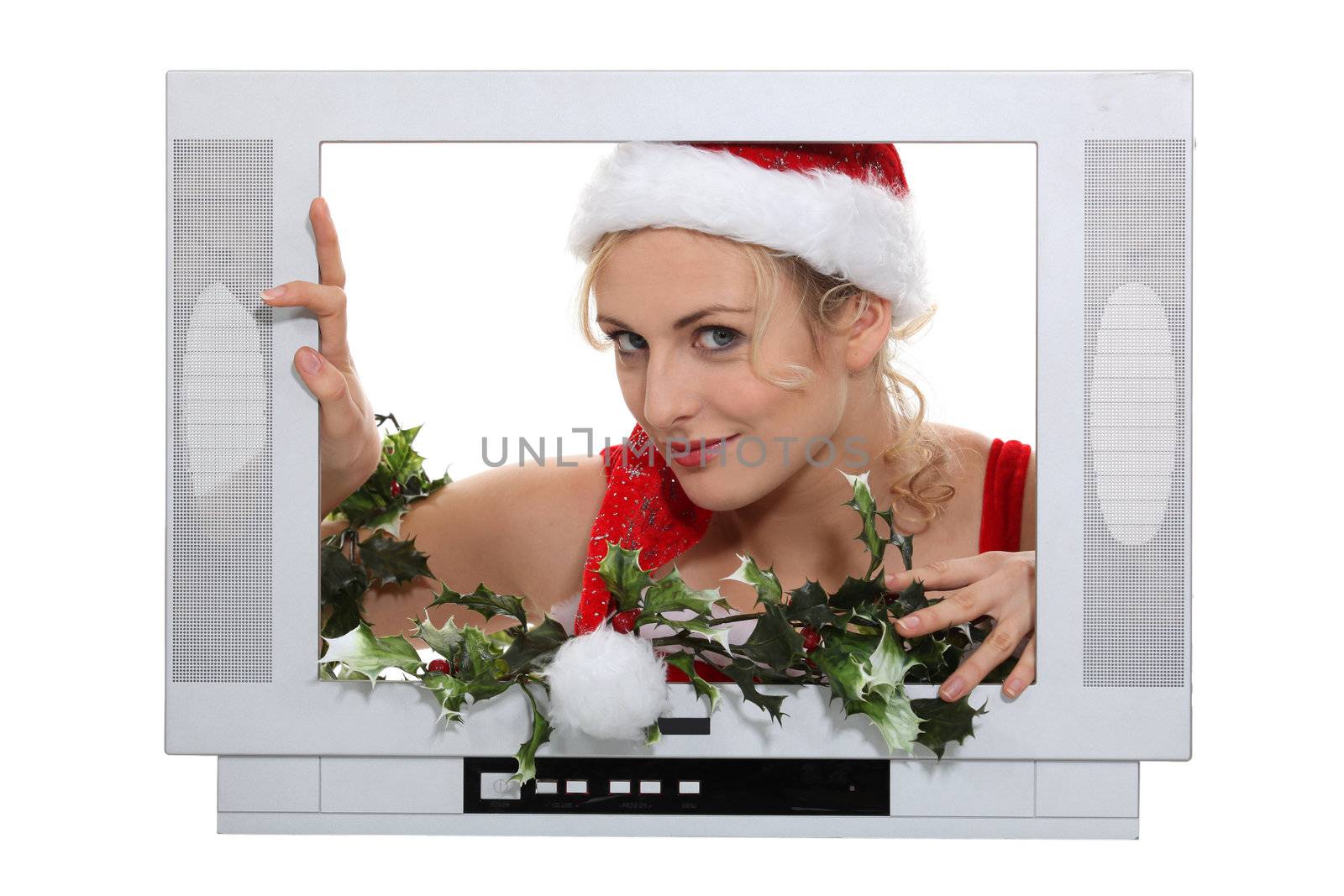 Woman in a television screen