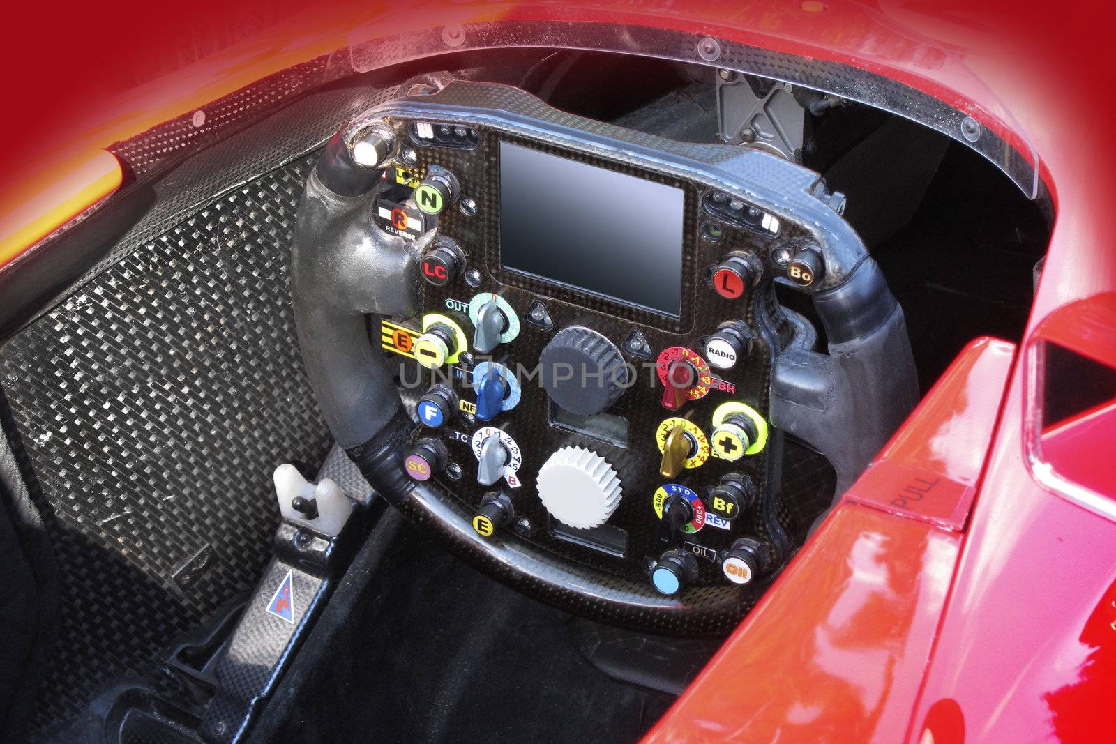 Steering wheel on a formula 1 racing car