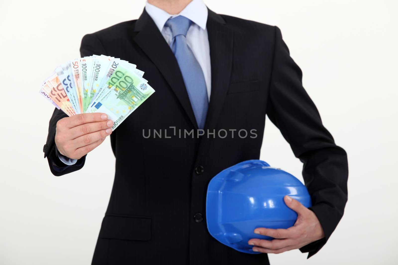 Architect holding banknotes