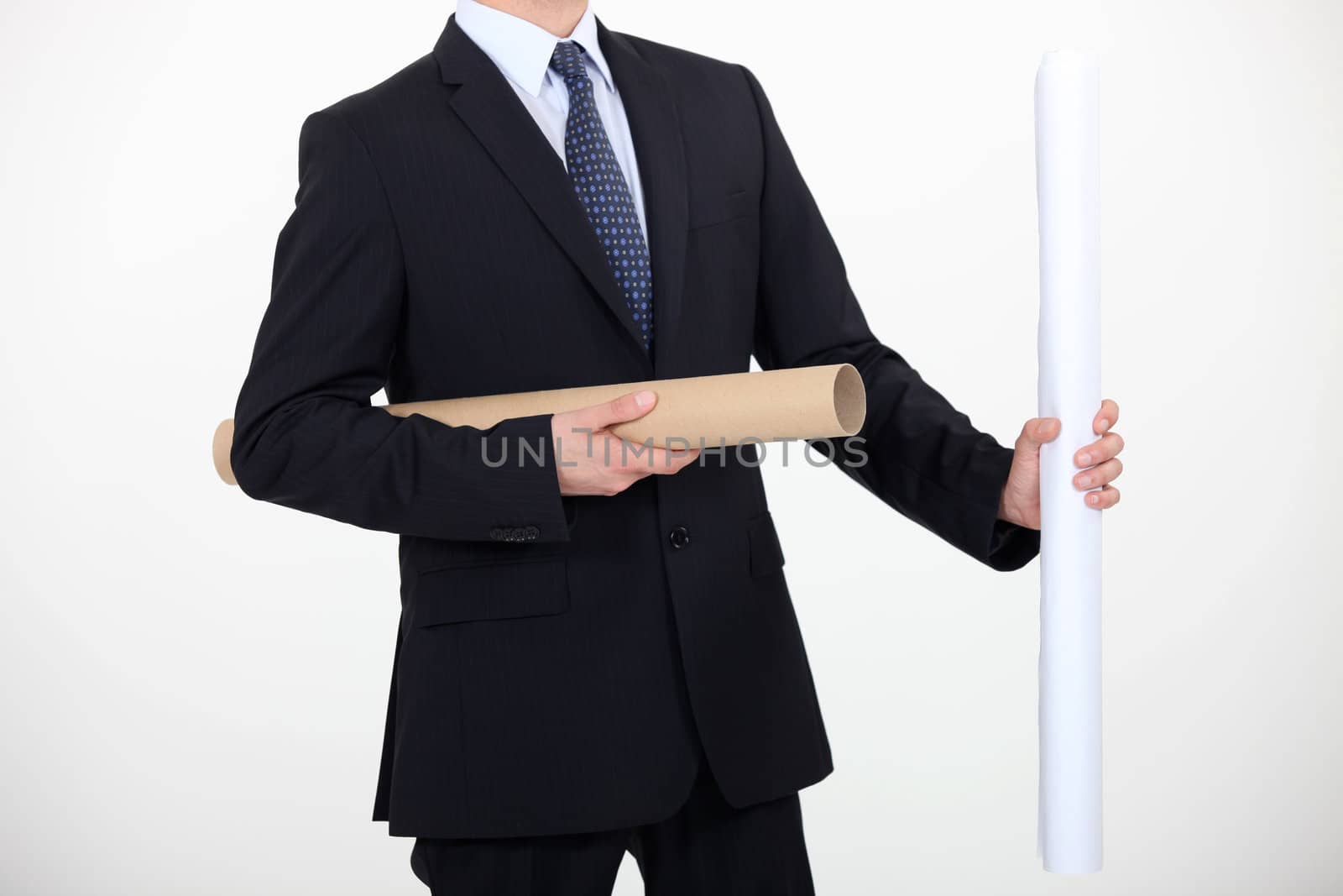 Businessman with a roll of paper by phovoir