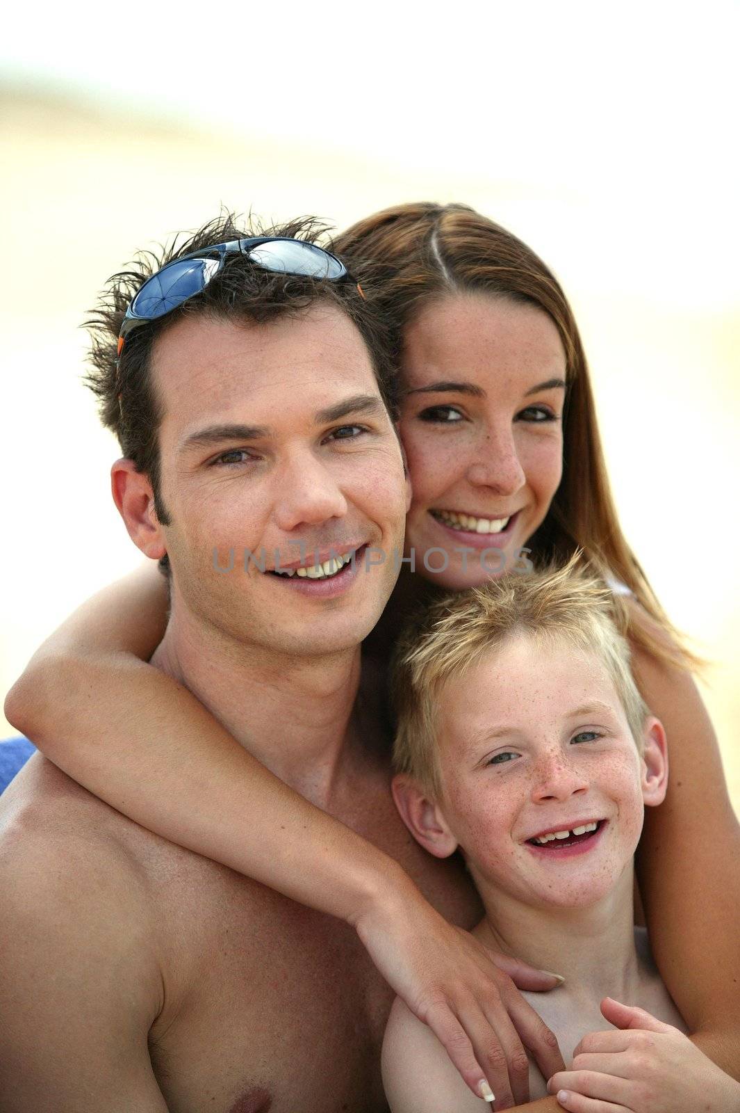 Young family at the beach