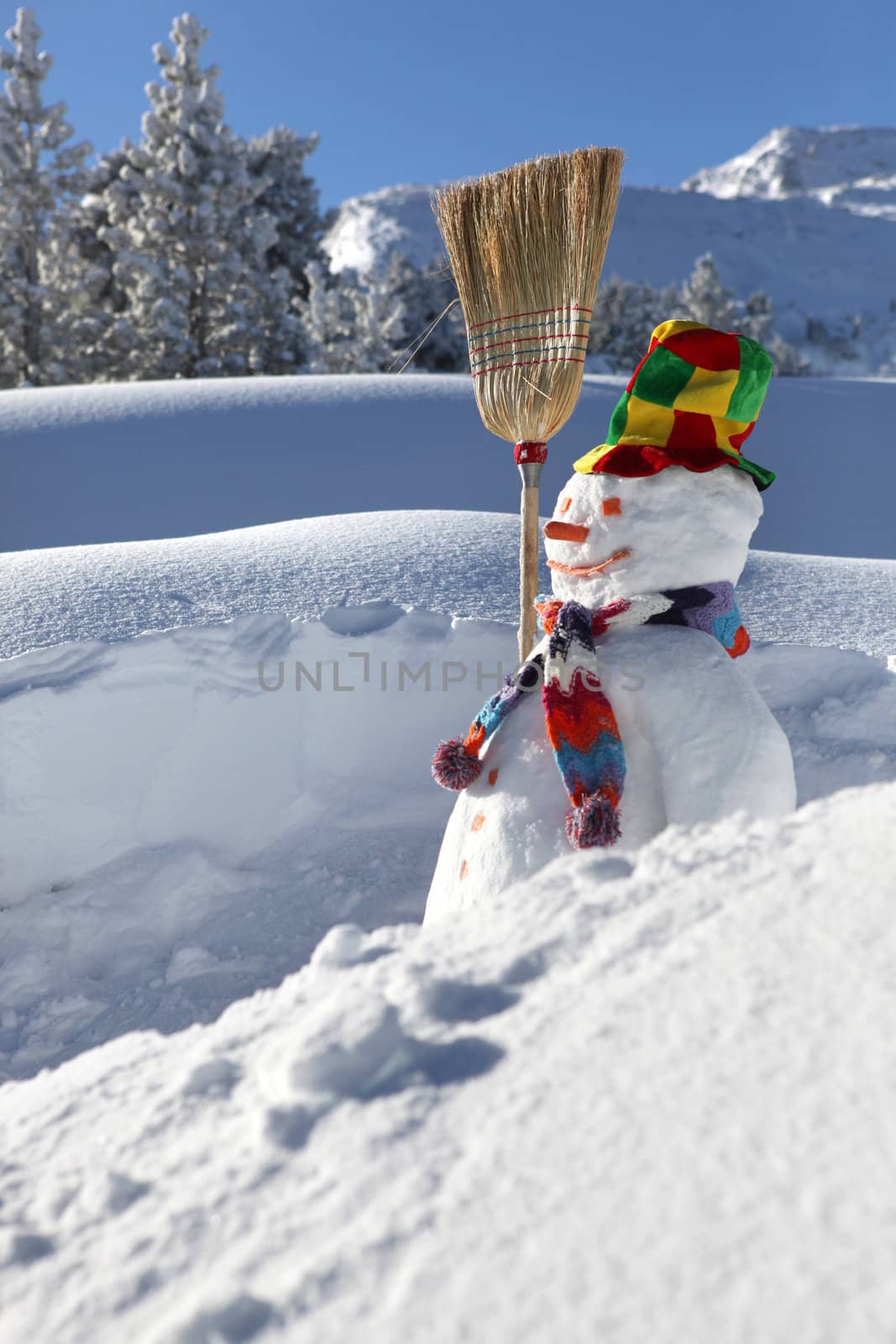 Snowman on a mountain