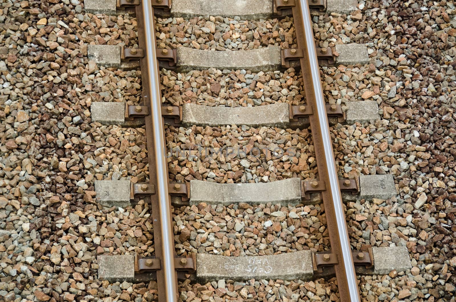 Closeup of a railway as seen from above