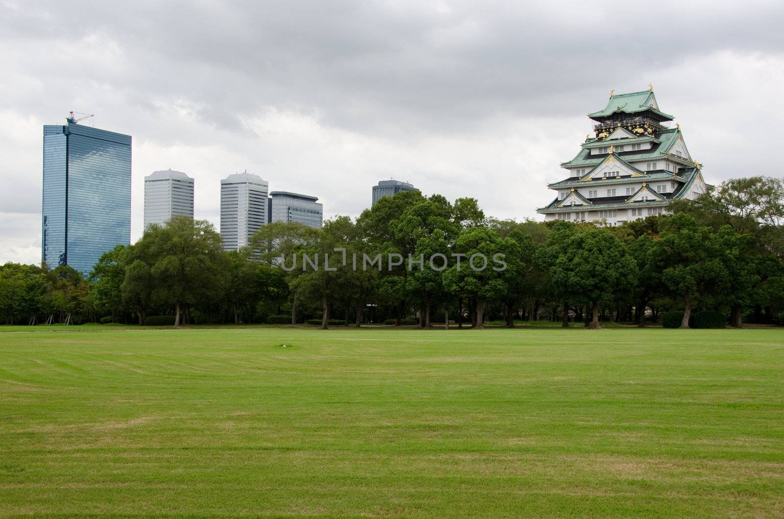 The Osaka Castle. One of Japans most famous castles next to modern skyscrapers