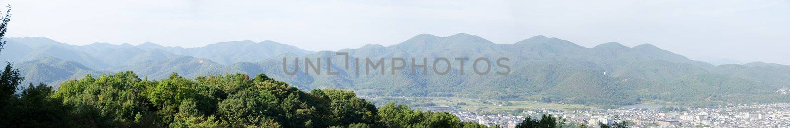 Panorama view of mountains around Arashiyama by Arrxxx