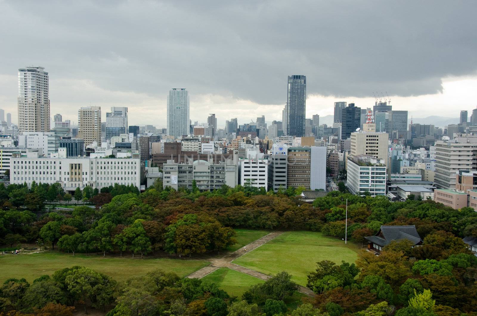 Osaka Skyline on a cloudy day by Arrxxx