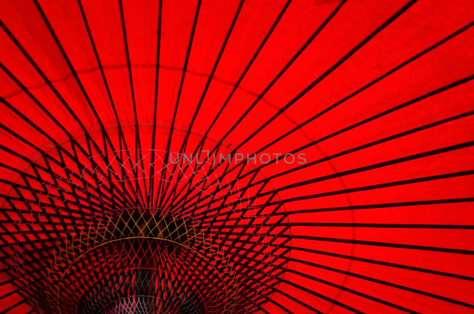 Detail of a traditional red japanese umbrella