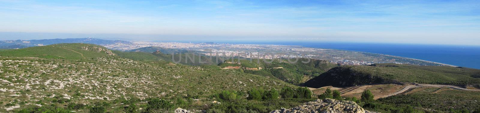 Panorama view towards Barcelona from the Garraf Natural Park
