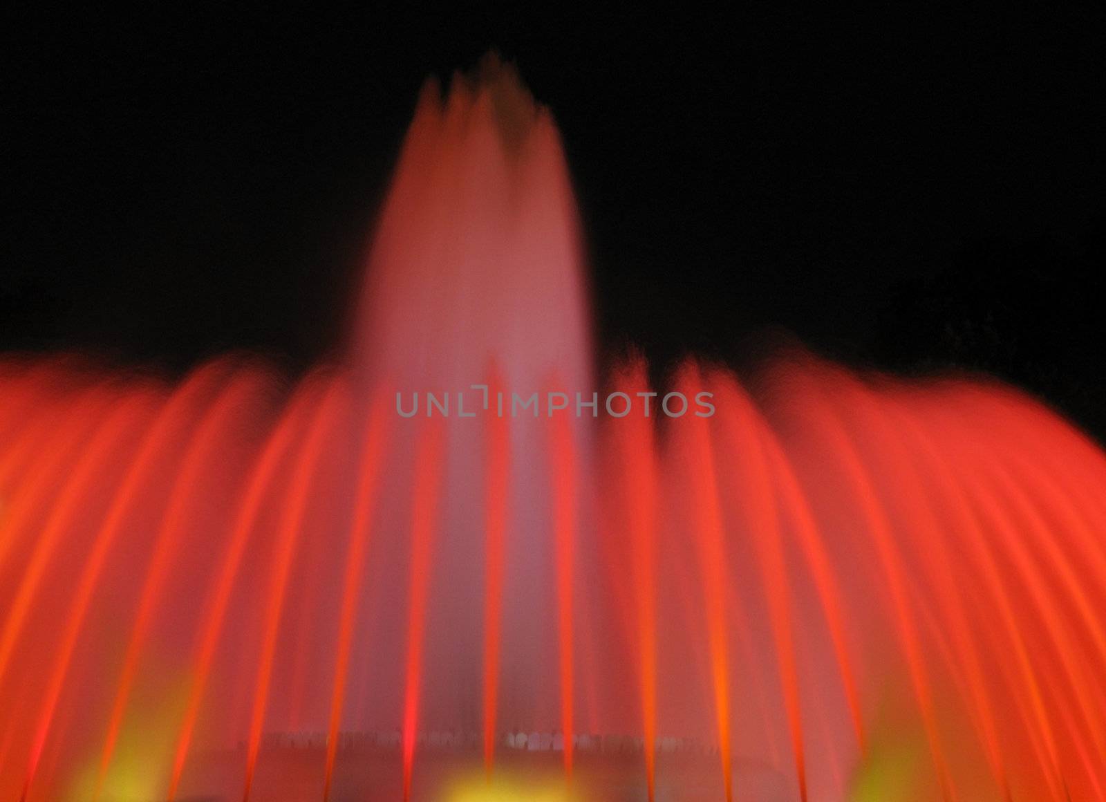 Magic fountain of Montjuic light show at Plaza Espanya in Barcelona. 