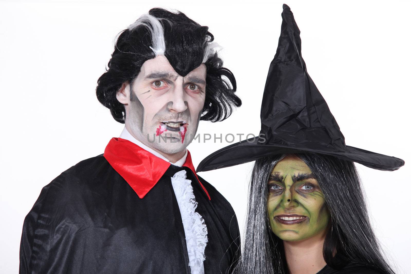 Portrait of witch and vampire
