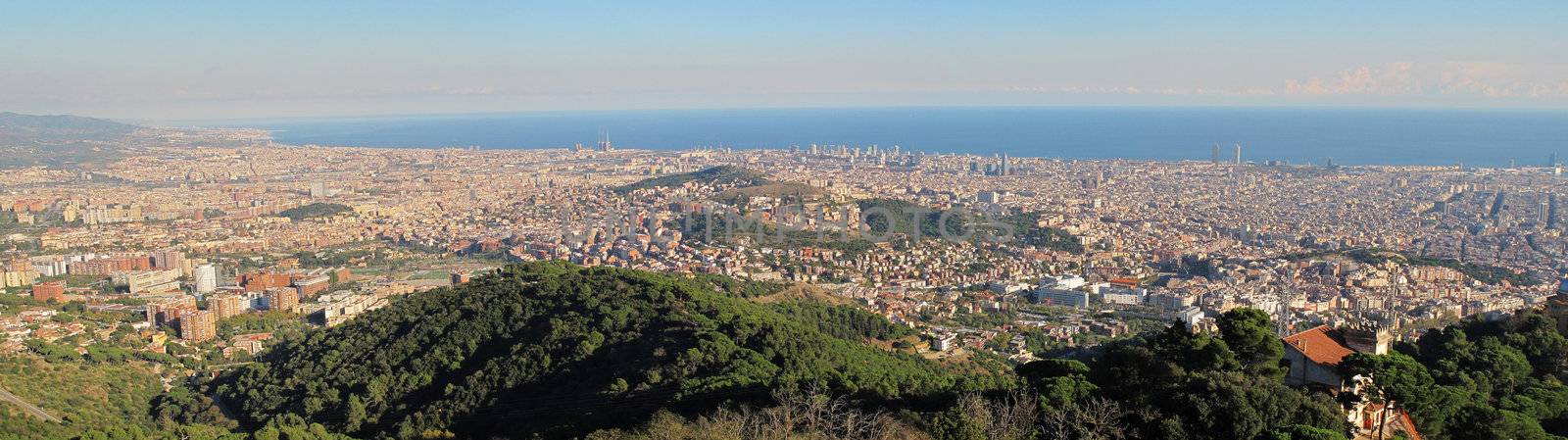 Panorama of Barcelona seen towards the sea and the northern part of the city