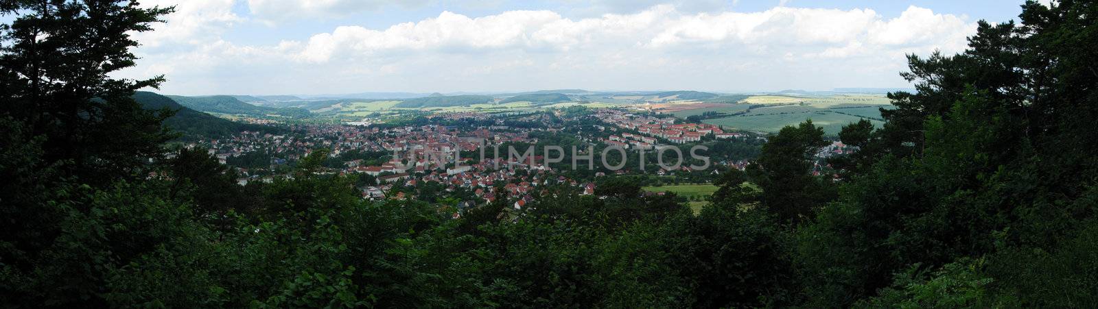 panorama view of the city heilbad heiligenstadt in germany