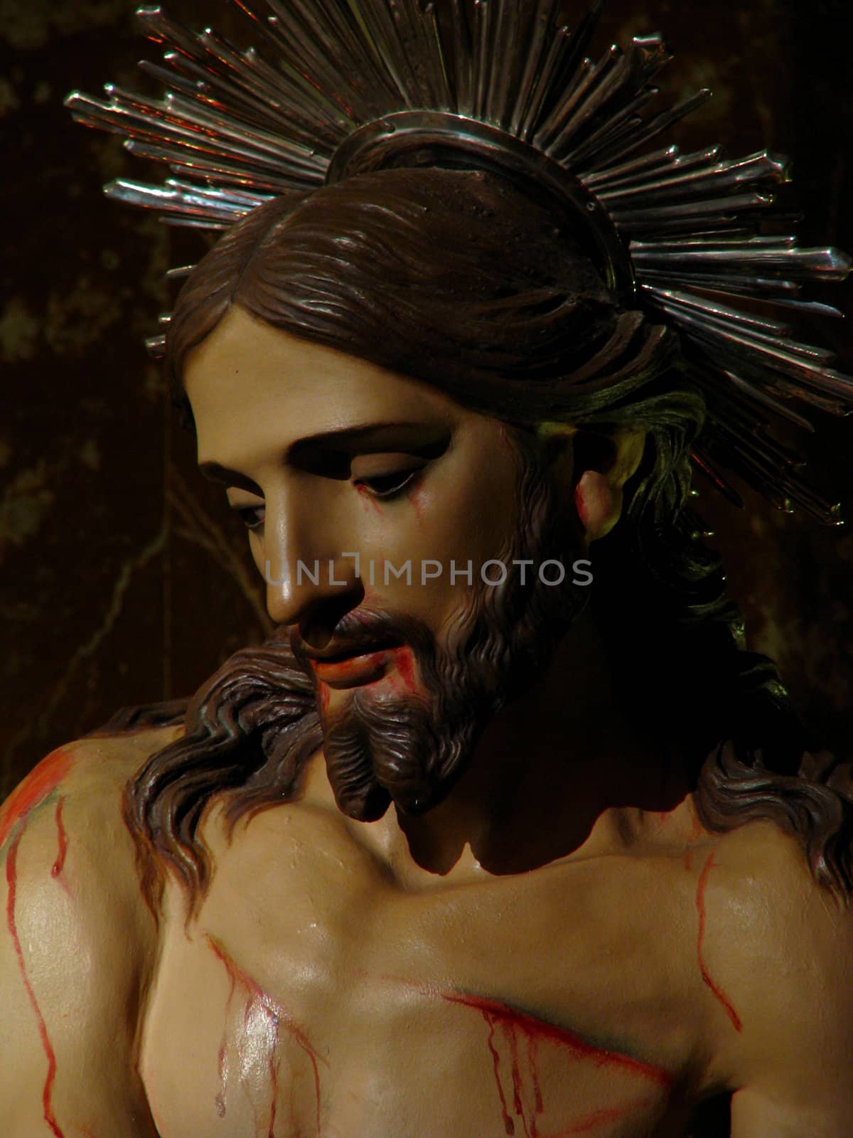 A detail of the statue of The Flagellation of Christ in Senglea, Malta.