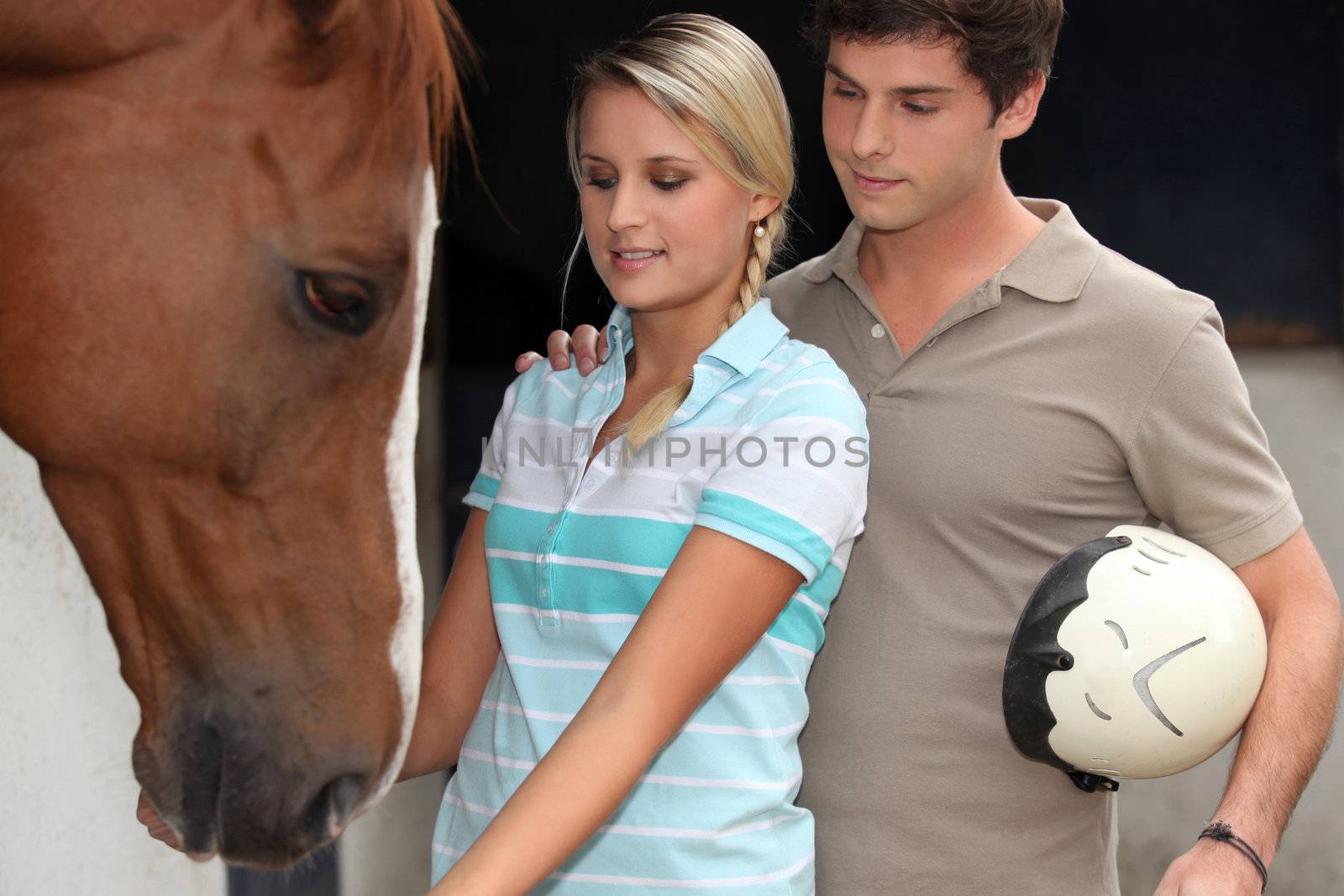 Teens with horse by phovoir