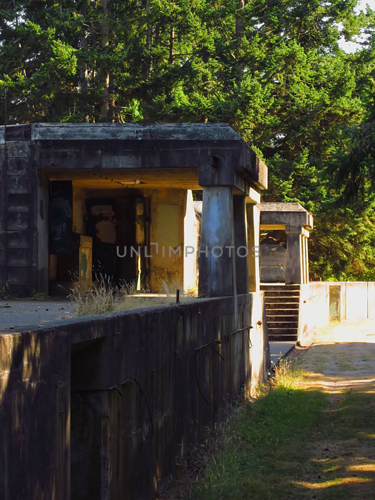 A photograph of an old abandoned military fort.