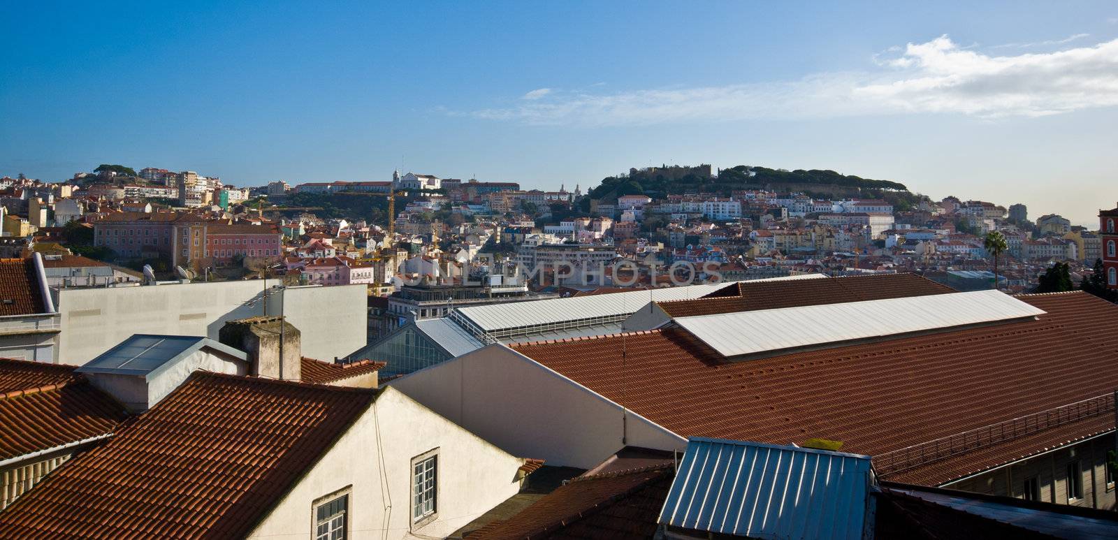 aerial view over the city of Lisbon, Portugal
