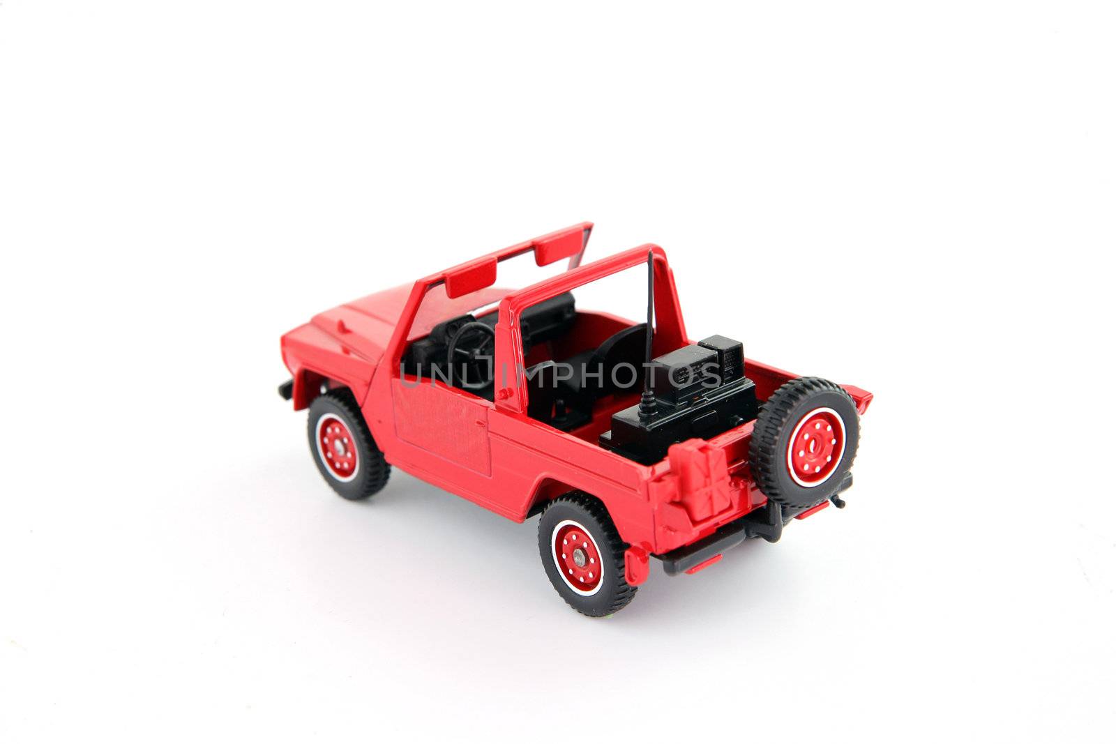 Scale model of red of road vehicle by phovoir