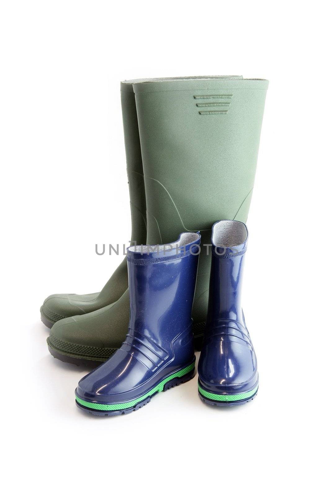 Two pairs of wellington boots by phovoir