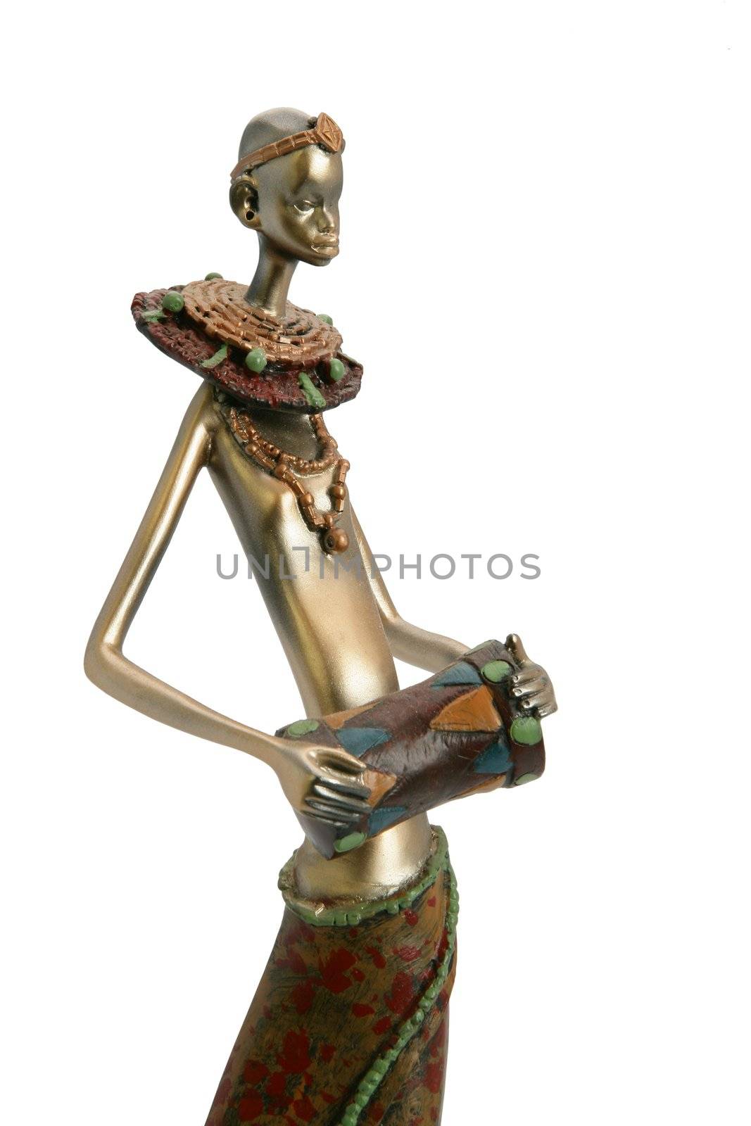 Tribal figurine holding drum