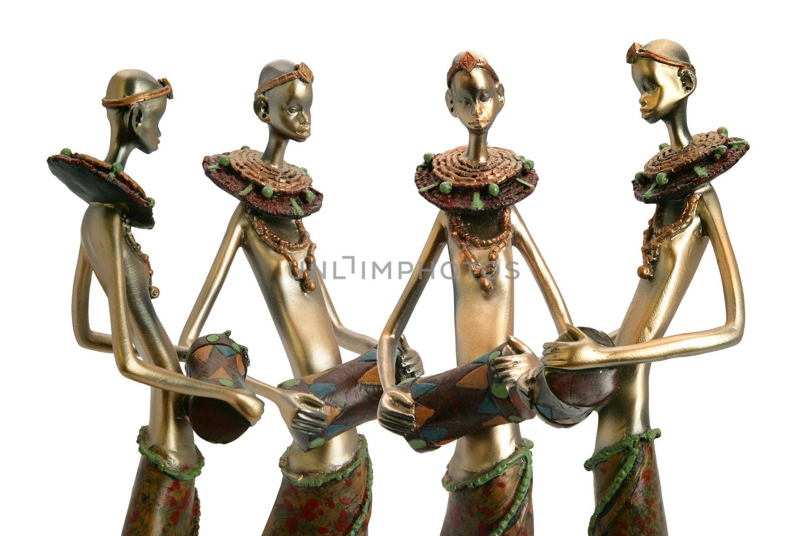 African figurines holding drums by phovoir