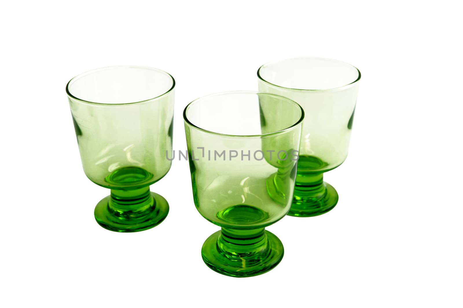 Three green glasses