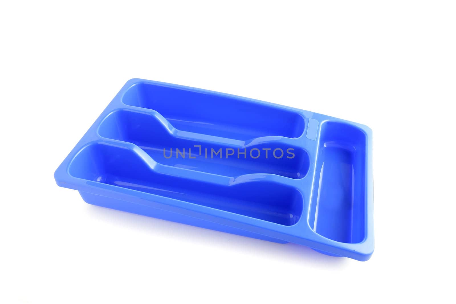 Blue plastic cutlery tray