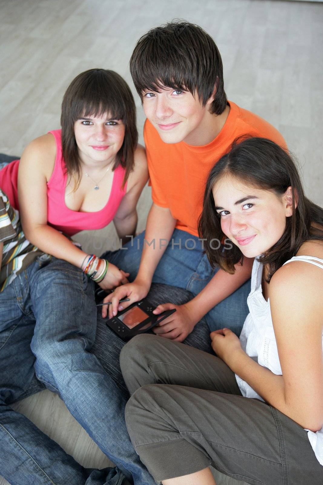 Teens with console