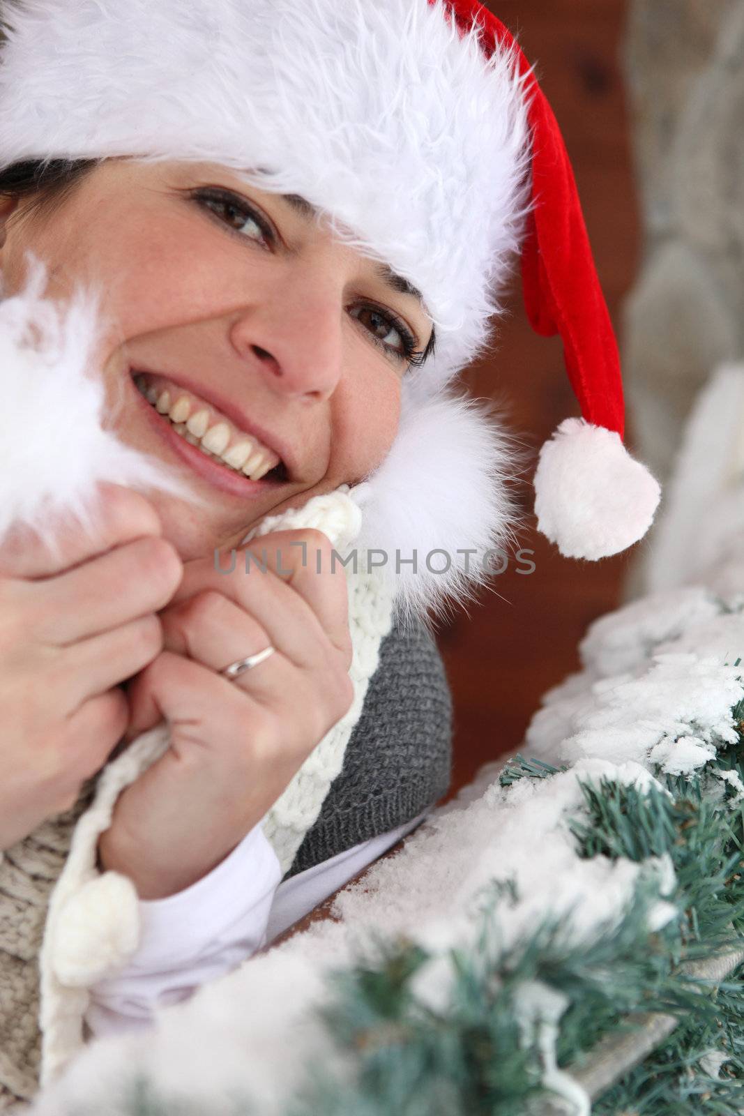 Jolly woman at Christmas