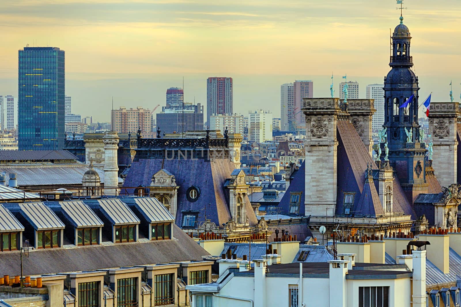 Panorama of Paris seen from Centre Georges-Pompidou