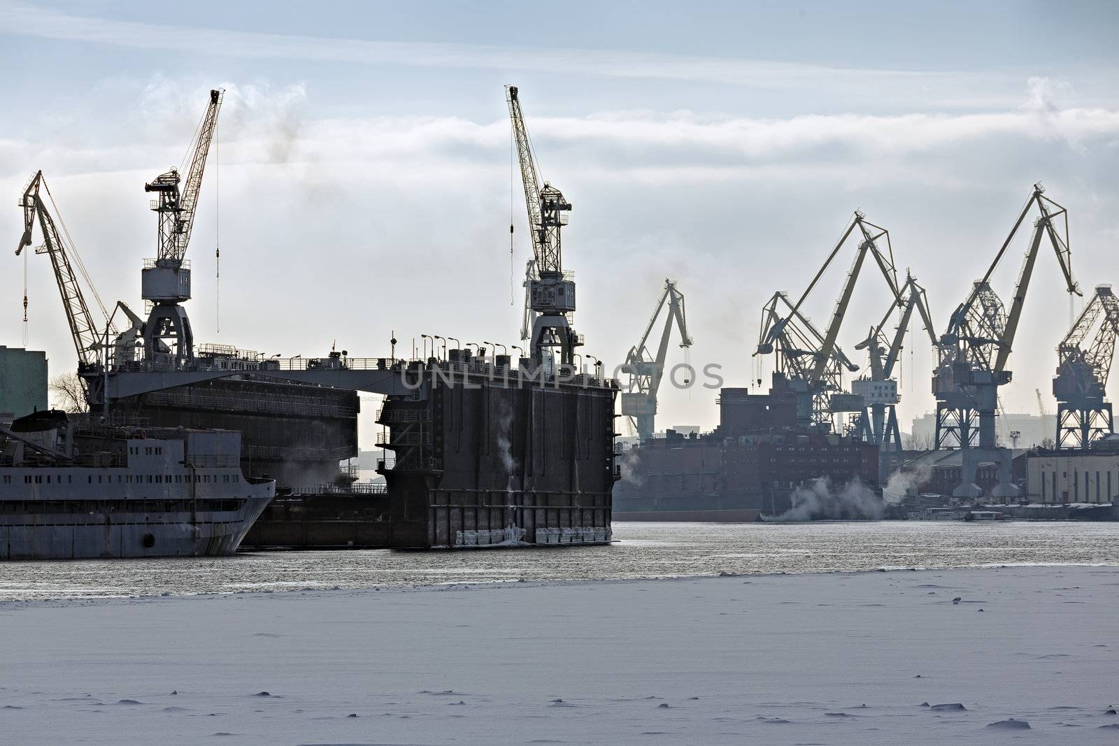 Cargo port. Saint-Petersburg terminal, Russia