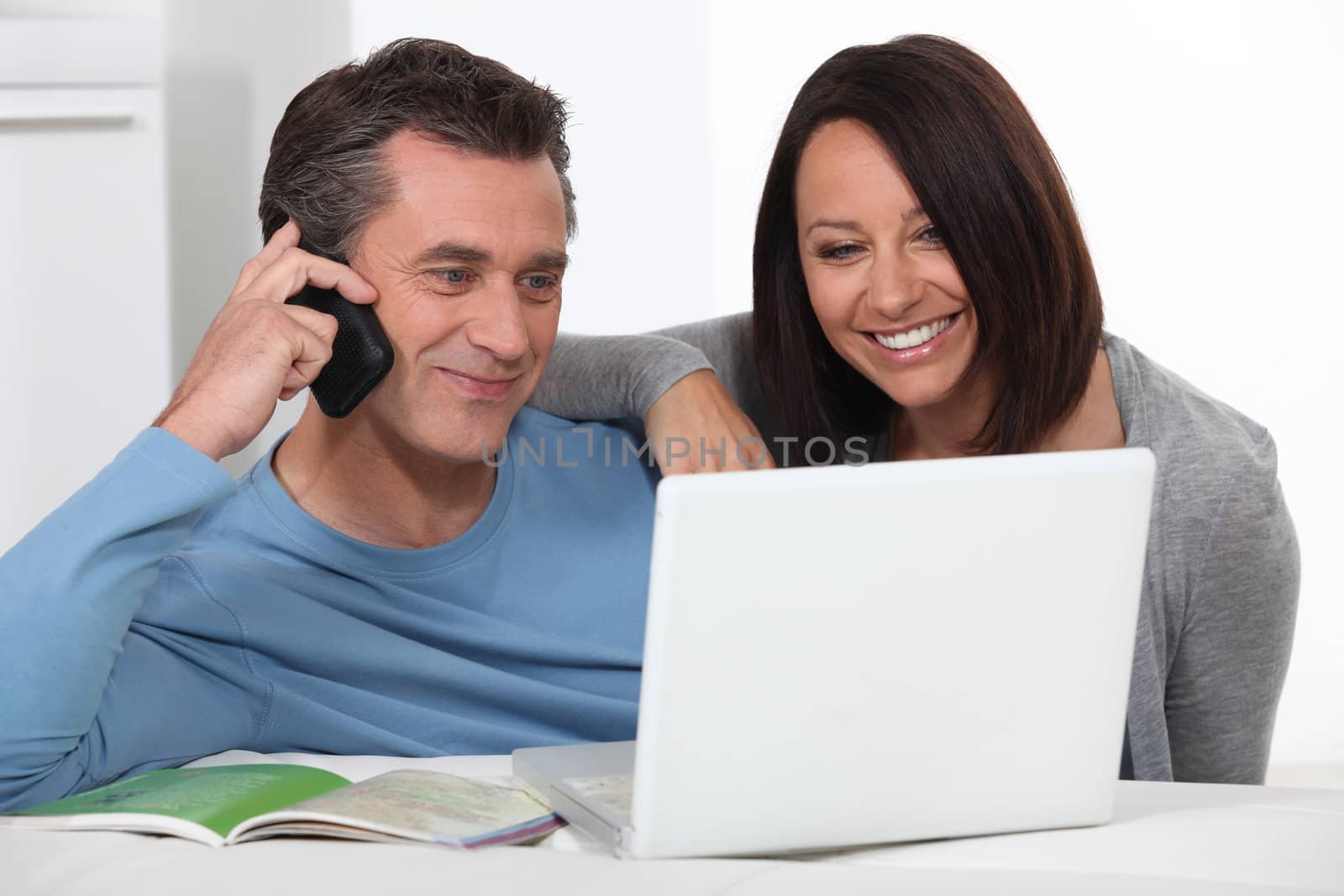 Couple shopping over the telephone